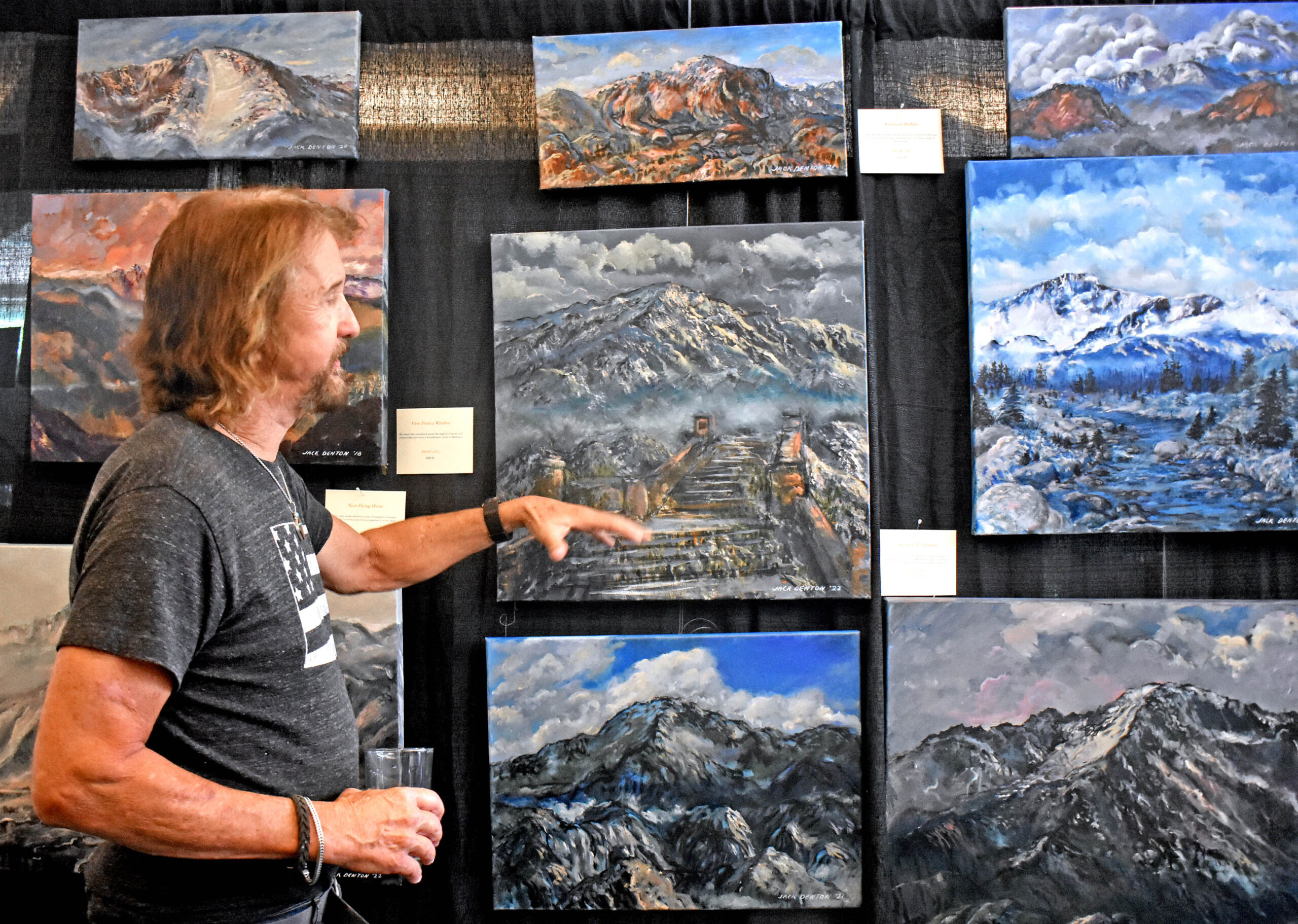 Photo by Rhonda Van Pelt. Jack Denton talks about his art at the Briarhurst on Thursday, Sept. 8.