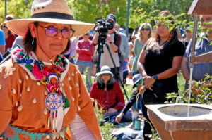 Photo by Rhonda Van Pelt. Michelle Cloud, who was one of the horseback riders, walks near 7 Minute Springs.