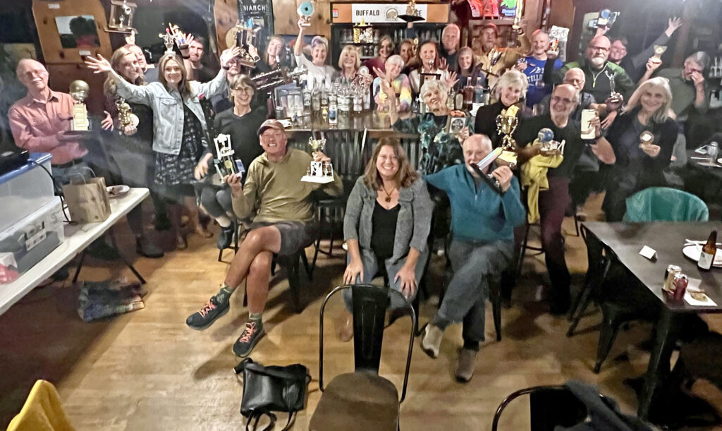 Courtesy image. The Manitou Spokes cycling community gathered for its end of season “Sillibrations” at Buffalo Lodge. Thanks to Torie Giffin for hosting and Del Hokanson for creating more than 30 personalized trophies in honor of each person’s contributions to making Spokes such a fun, healthy and supportive community for all. More than 60 riders joined rides throughout the season and more than 30 rode on five or more Tuesdays to earn their trophies.